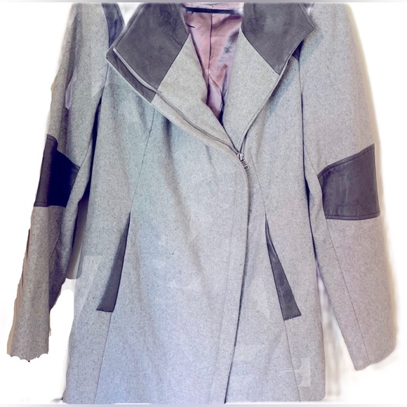 Calvin Klein Grey Wool leather coat - Picture 2 of 3